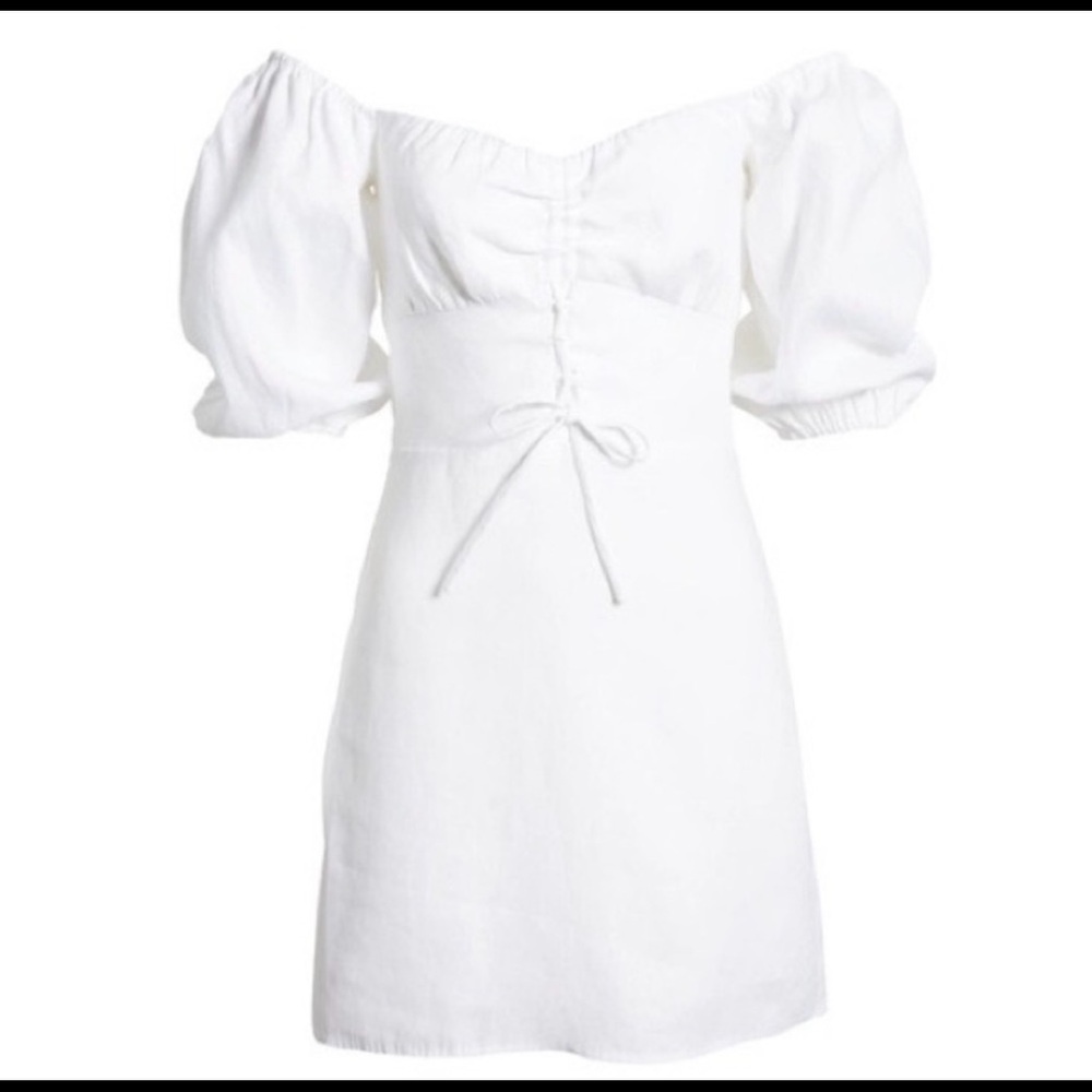 Brand new Kathryn Linen Mini Dress with Puff Sleeve Size 6